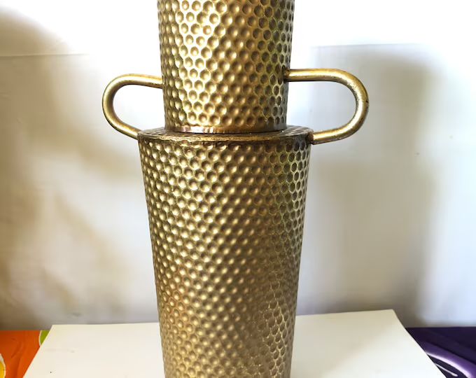 Brass Plated Vase. Textured with Double Handle.  16” Tall. | Etsy (US)