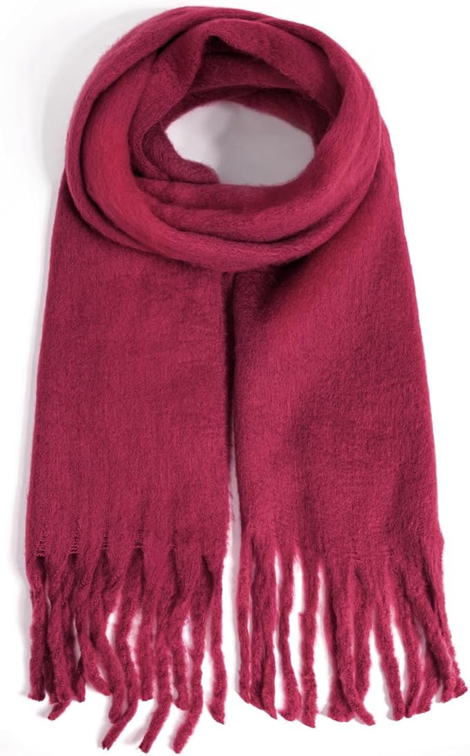 AUSEKALY Women's Scarf Big Colorful Thick Blanket Wrap Winter Oversized Warm Chunky Scarves Solid | Amazon (US)