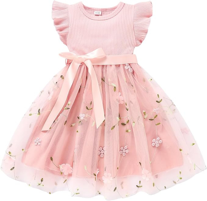 Sinhoon Toddler Girl Tulle Dress Summer Ruffle Sleeveless Baby Girl Fashion Casual Dresses 1-6Y | Amazon (US)