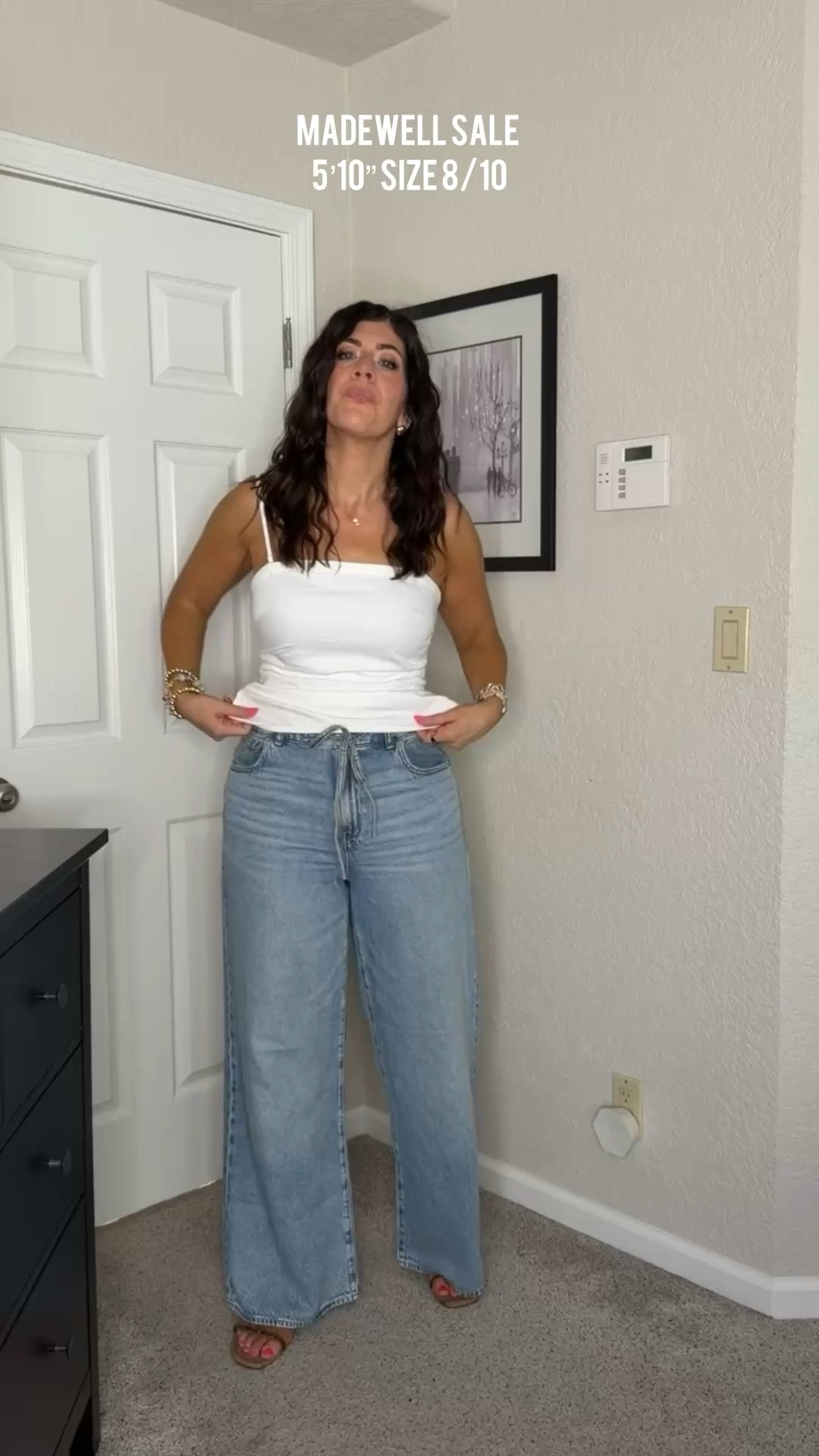 Use code LTK20 Madewell sale, wearing 8 in the top and 29 curvy in bottoms midsize outfit, casual, summer denim, trendy outfit, easy outfit, date night, jeans and a top, white outfit, brown sandals, summer fashion, what to wear, mom outfit

#LTKSaleAlert #LTKxMadewell #LTKMidsize