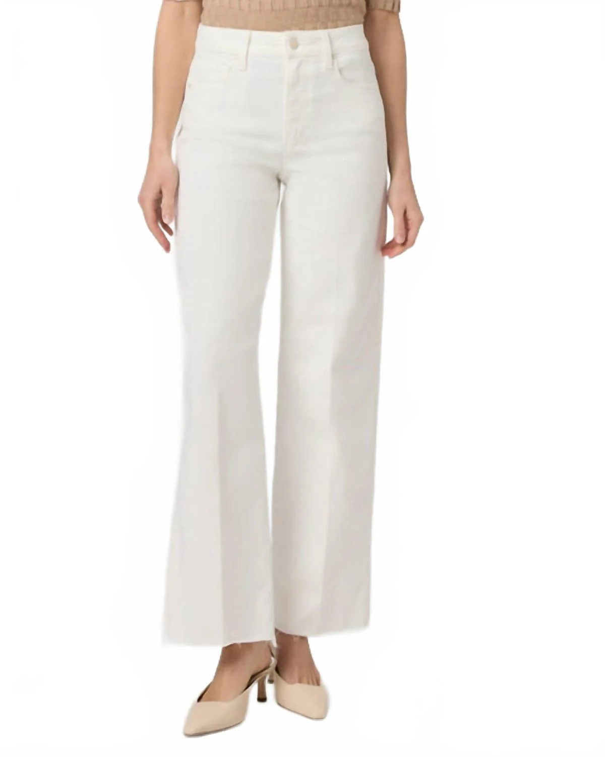 Anessa High Waisted Wide Leg Jeans In Tonal Ecru | Shop Simon