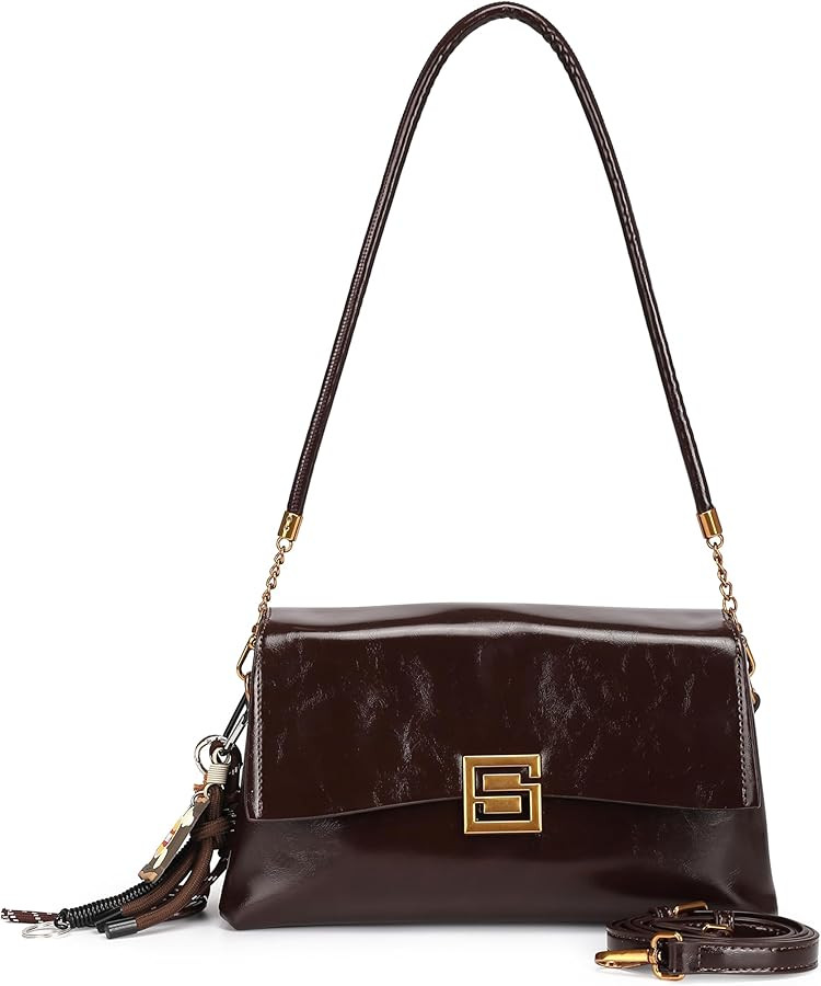 Women's PU shoulder bag with retro style tassel decoration, crossbody handbag, detachable shoulde... | Amazon (US)