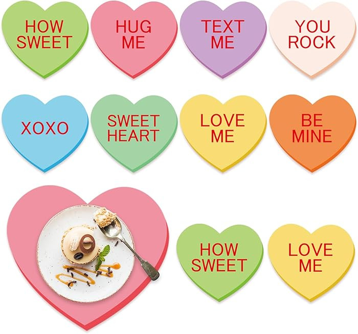 Whaline 50 Pack Valentine's Day Paper Placemats Conversation Heart Disposable Table Mat Colorful ... | Amazon (US)
