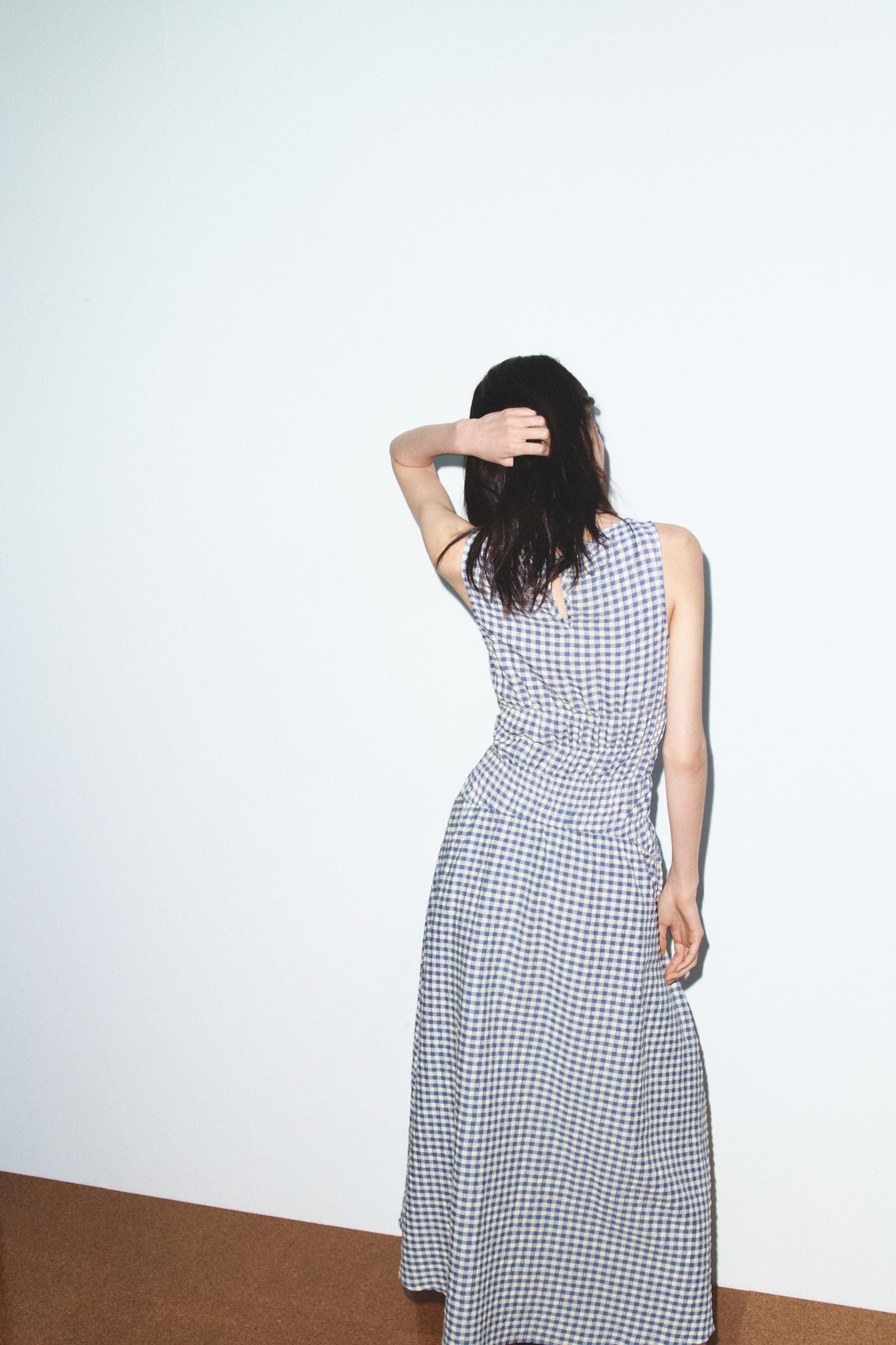 GINGHAM CHECK MIDI DRESS | Zara UK