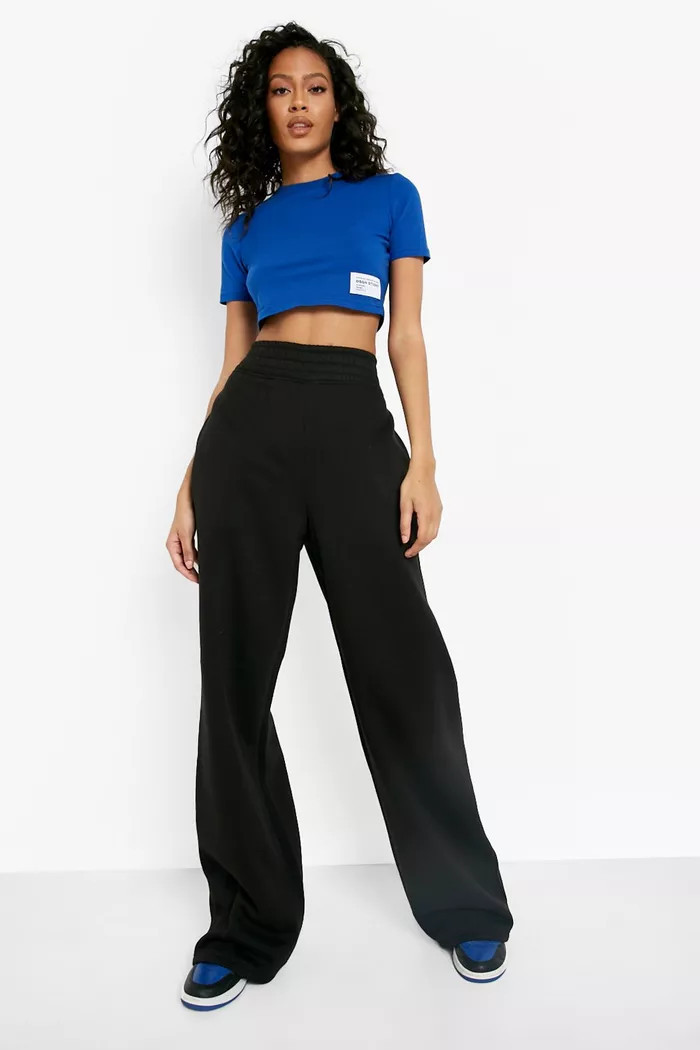 Tall Thick Waistband Wide Leg Joggers | boohoo (US & Canada)