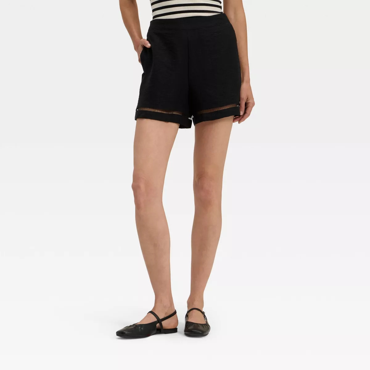 Women's High-Rise Ladder Trim Shorts - A New Day™ | Target