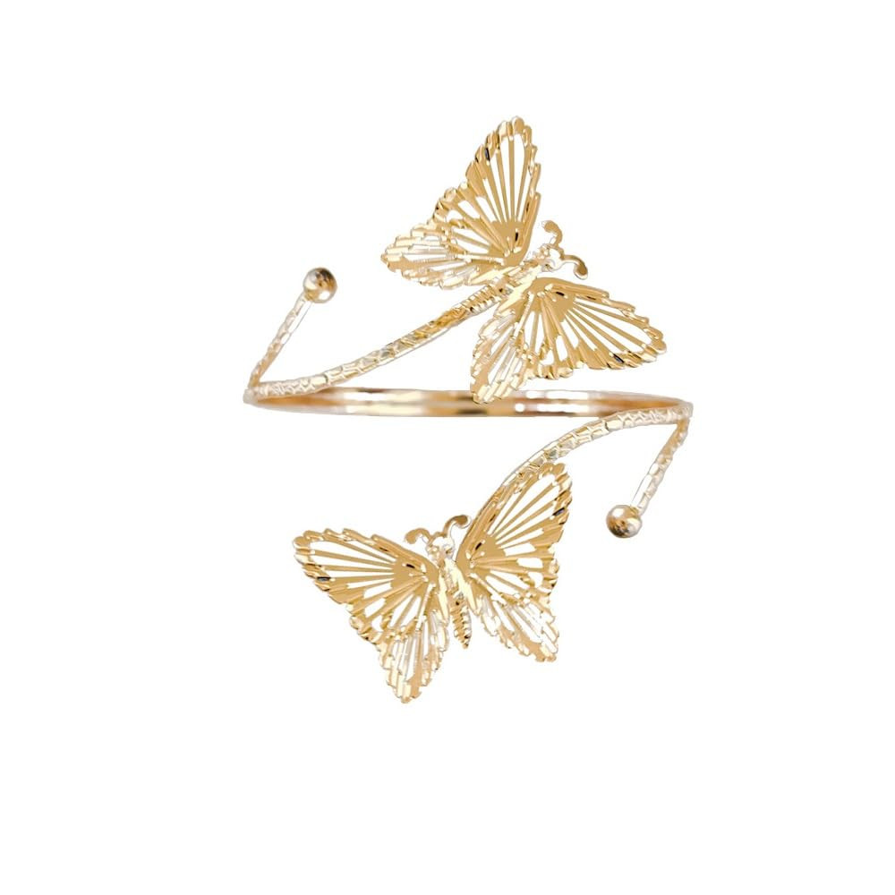 Boho Upper Arm Bracelet Cuff Bangle Gold Silver Butterfly Cuff Bracelets Mental Open Upper Arm Ba... | Amazon (US)