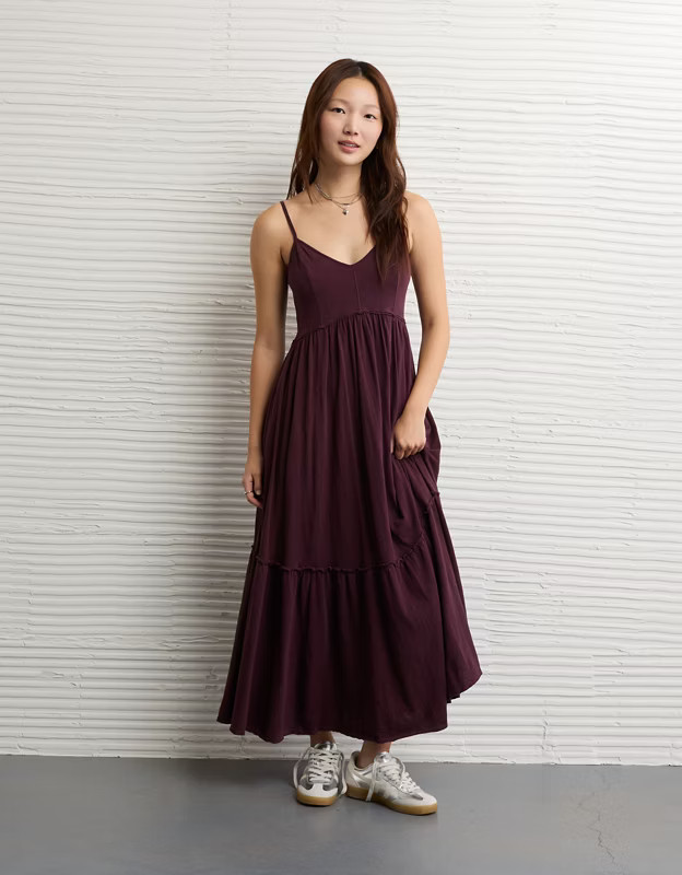 AE Sunchaser V-Neck Midi Dress | American Eagle Outfitters (US & CA)