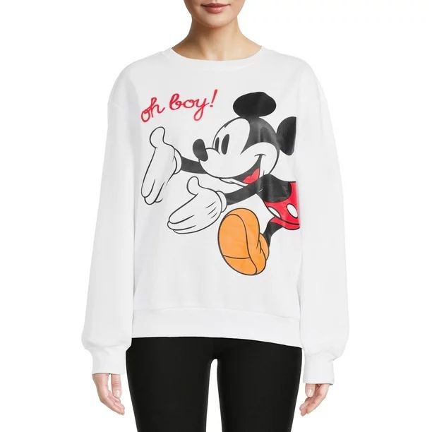 Mickey Mouse Junior's Oh Boy! Graphic Print Sweatshirt - Walmart.com | Walmart (US)
