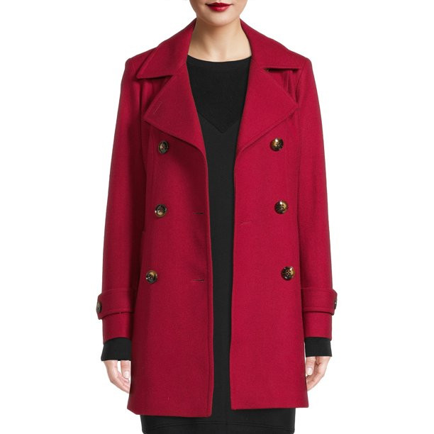 F.O.G. Women's Double Breasted Wool Coat - Walmart.com | Walmart (US)