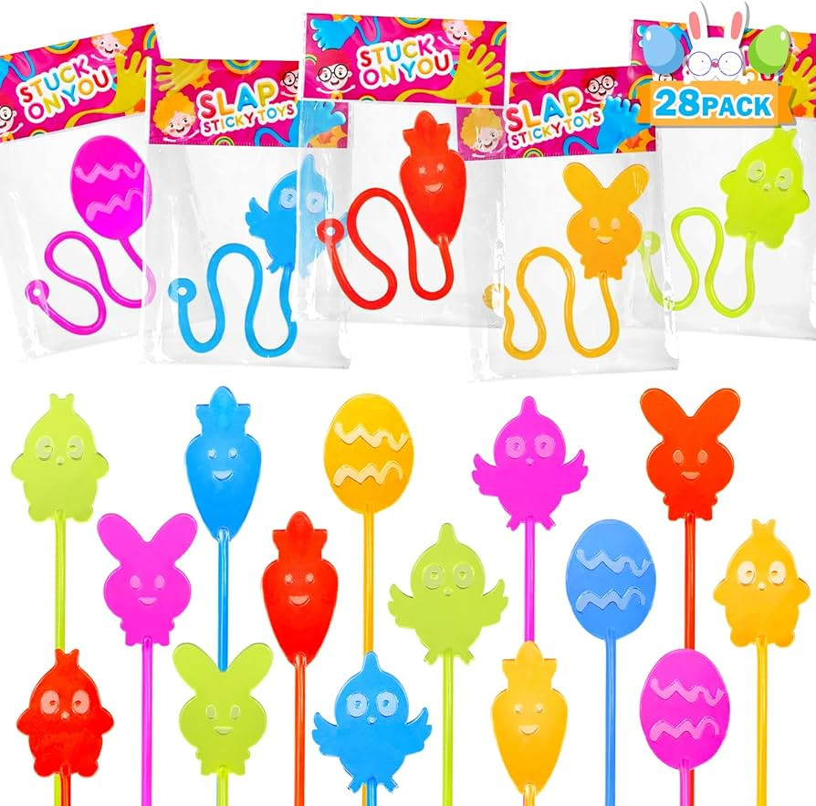 Non Candy Easter Egg Fillers for Kids 28 Pack,Easter Sticky Hands Basket Pinata Stuffers for Todd... | Amazon (US)