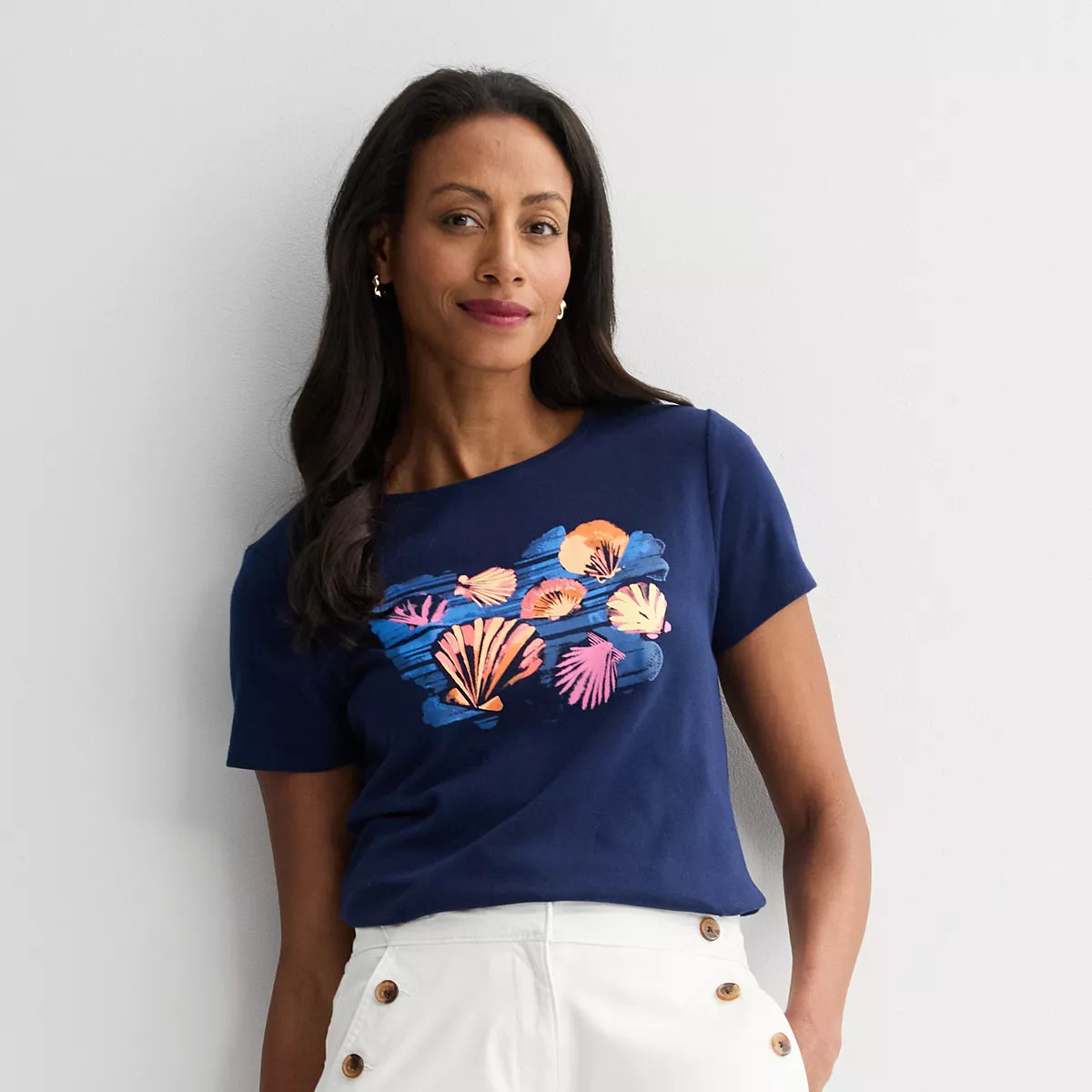 Women's Croft & Barrow® Essential Short Sleeve Crewneck Top, Size: XS, Blue Pea Bloom Tee | Kohl's