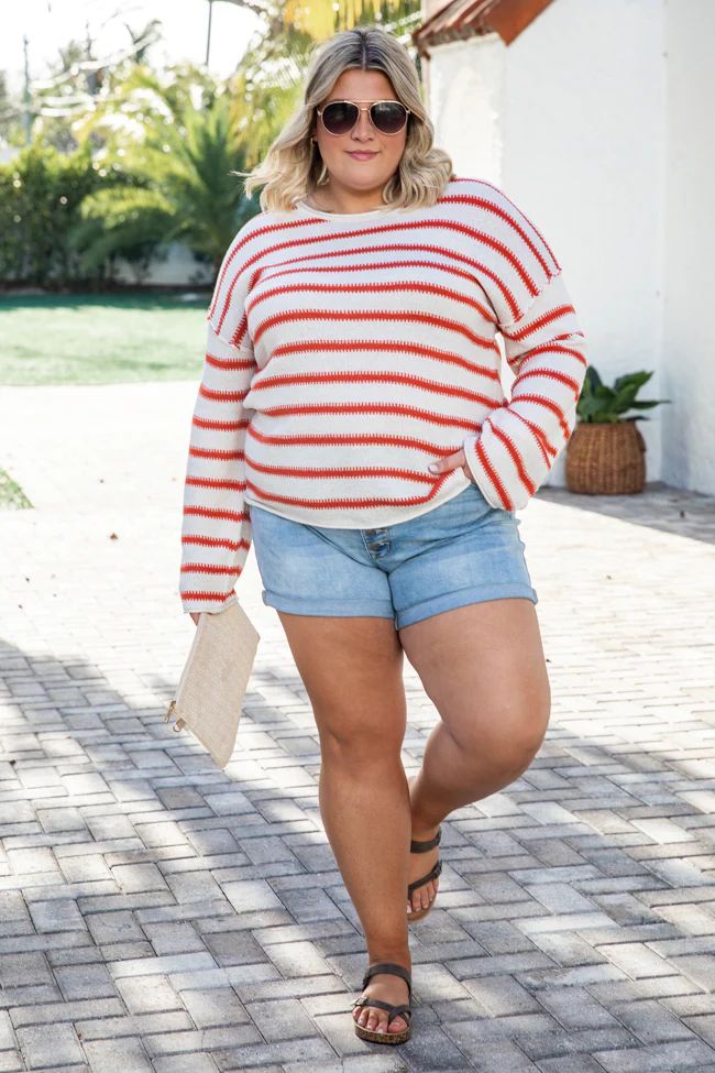 Loving Tribute Red Striped Crew Neck Sweater | Pink Lily
