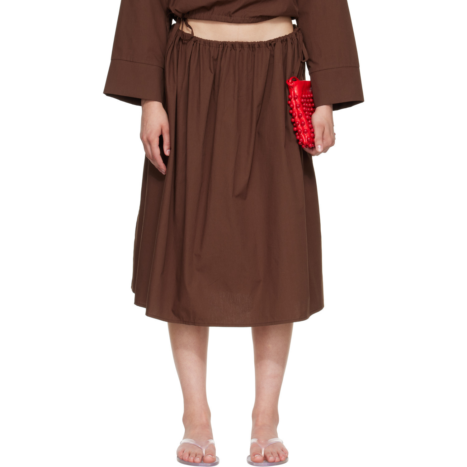 Brooke Callahan Brown Tie Midi Skirt | SSENSE