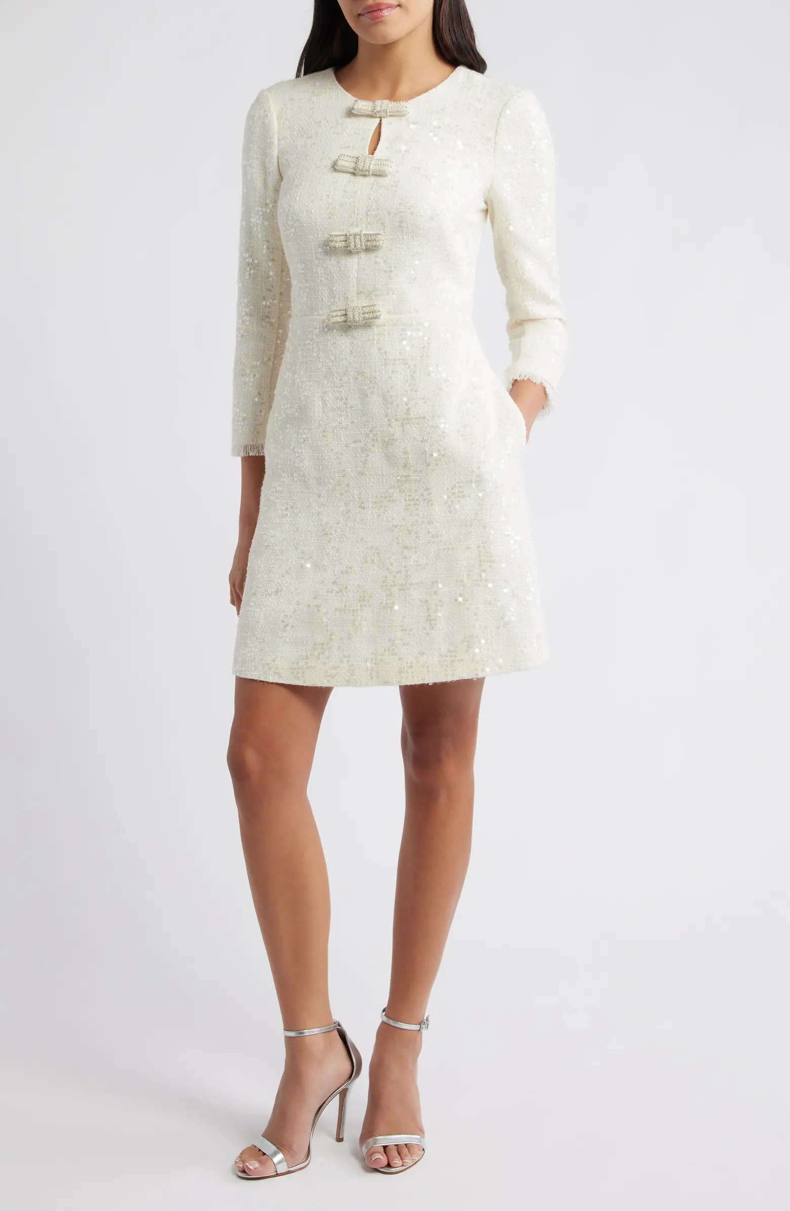 Bow Detail Sequin Tweed Sheath Dress | Nordstrom