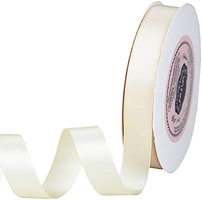 VATIN 5/8 inch Double Faced Polyester Ivory/Cream Satin Ribbon - 25 Yard Spool, Perfect for Weddi... | Amazon (US)