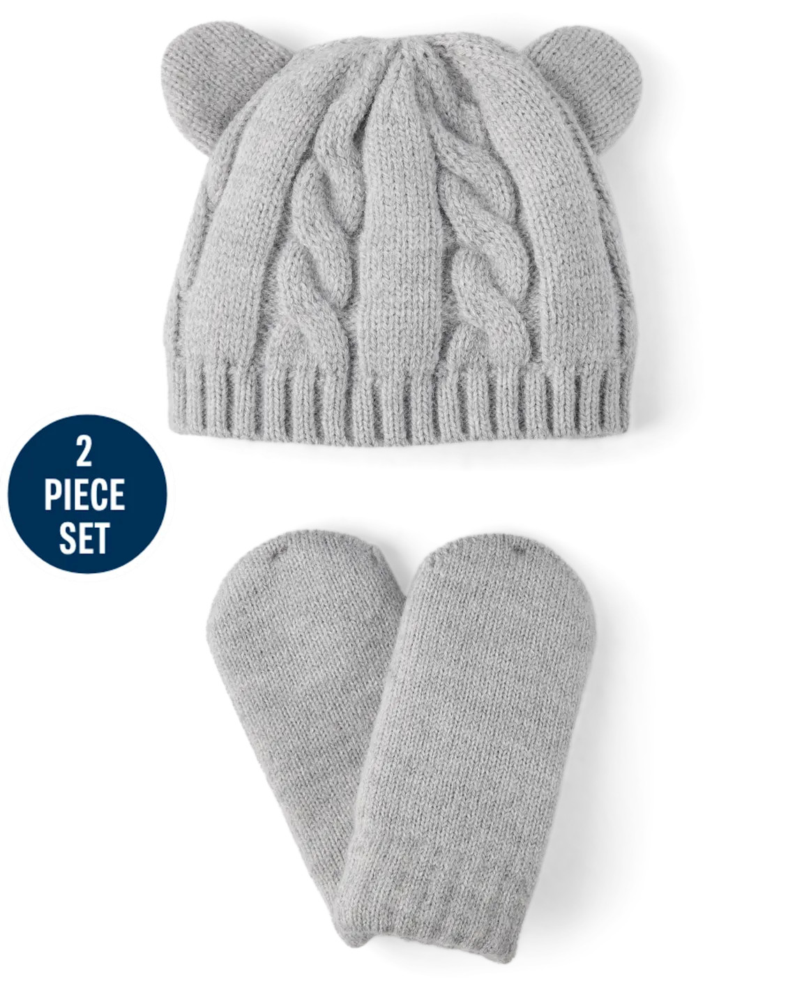 Baby Boys Bear Cable Knit 2-Piece Cold Weather Set - gray | The Children's Place