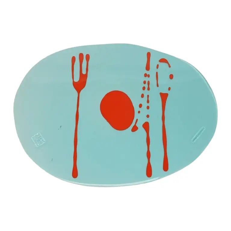 Set of 4 Table Mates Placemats in Clear Aqua and Matt Orange by Gaetano Pesce | 1stDibs
