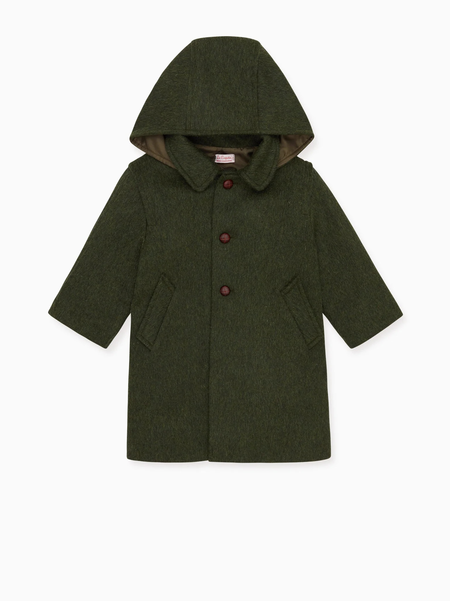 Green Loden Kids Wool Coat | La Coqueta