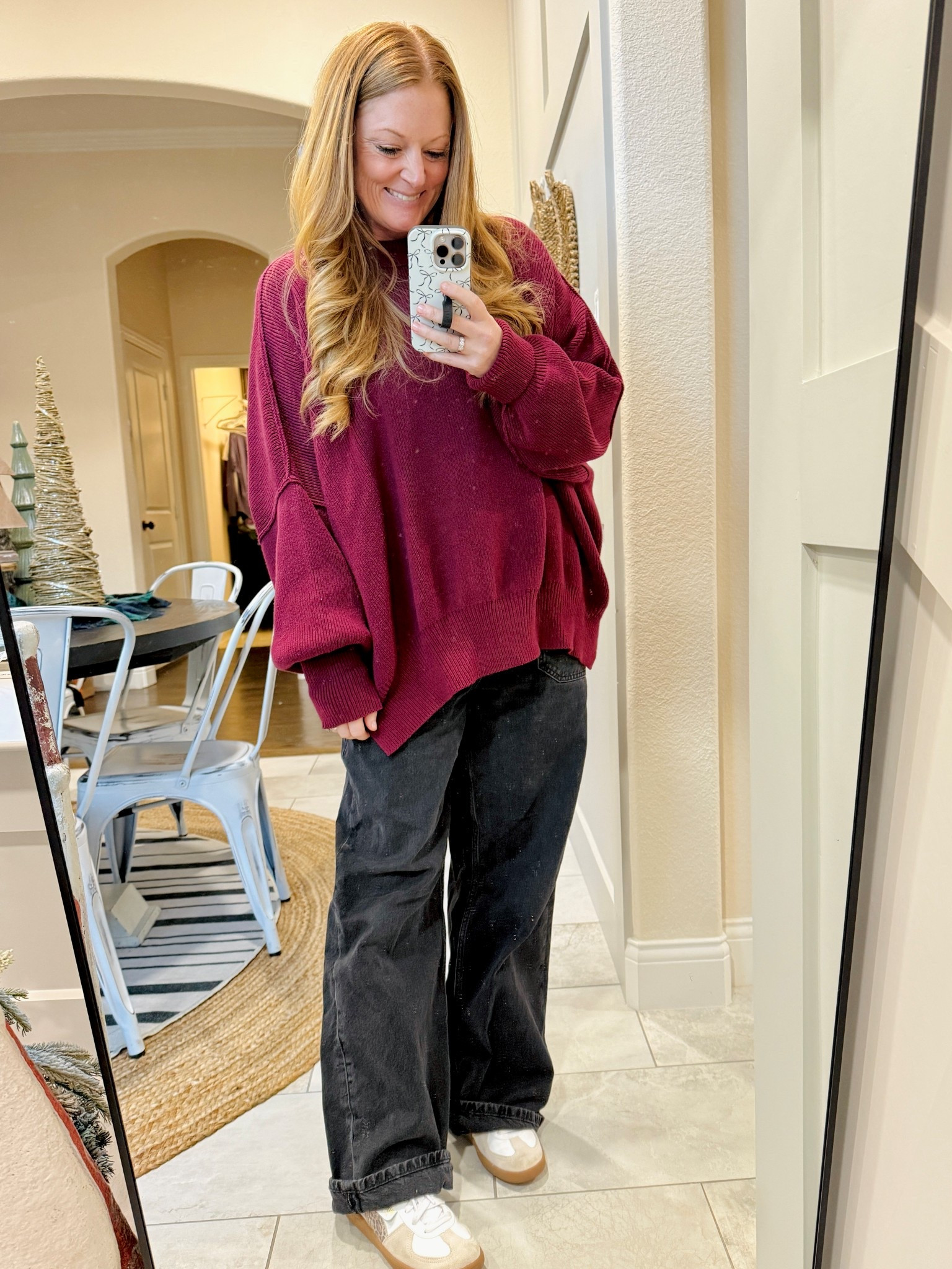 Oversized everything on this cold day!

Free people sweater: size small
Free people cuffed jeans: I got my regular size but they run big

#LTKOver40 #LTKHoliday