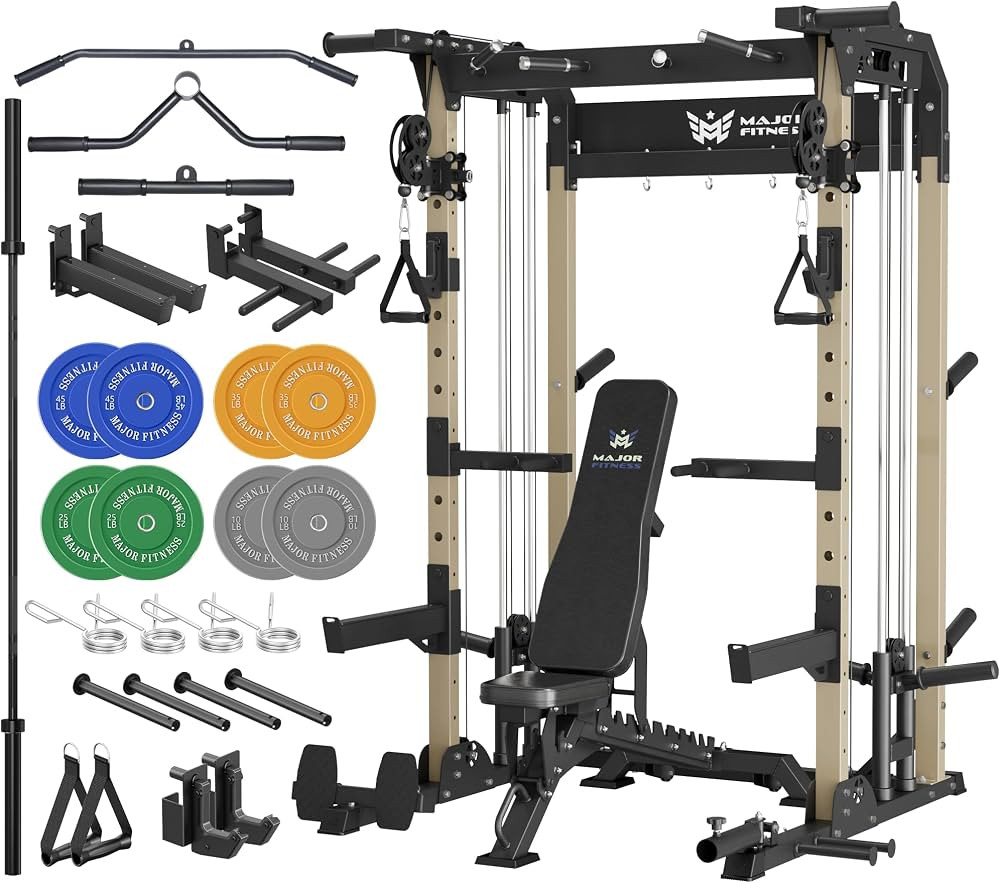 MAJOR FITNESS F22 Power Rack, 1600lbs All-in-One Squat Rack with Dual Pulley System, Heavy-Duty S... | Amazon (US)