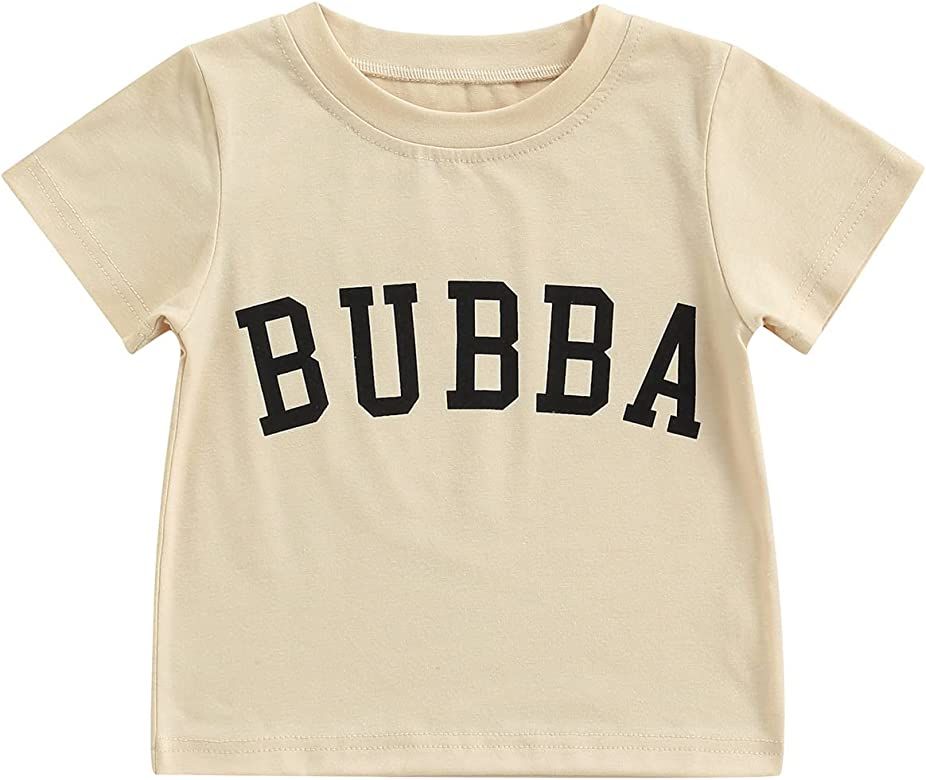 Baby Girl Boy Short Sleeve Letter Tops Shirt Toddler Infant Bubba Bro Sis Printed Crewneck T-Shirt T | Amazon (US)