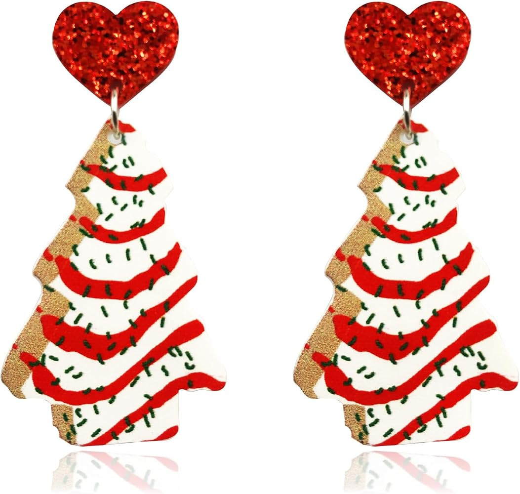 Christmas Earrings for Women Christmas Theme Earrings Acrylic Christmas Tree Gingerbread Man Deco... | Amazon (US)