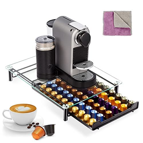 Masthome 60 Nespresso Pods Holder Drawer, Coffee Capsule Organizer for Nespresso with Glass Tray ... | Amazon (US)