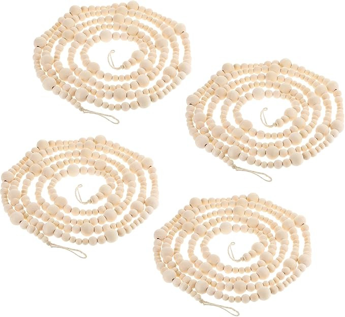 Boao 40 Feet Christmas Wooden Beads Garland Beige Christmas Tree Garland Wall Hanging Prayer Bead... | Amazon (US)