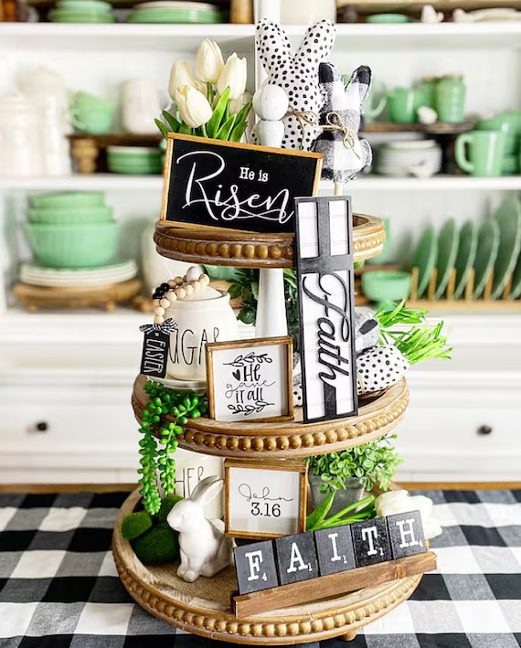 Faith Black & White Easter Tiered Tray Decor Christian / | Etsy | Etsy (US)
