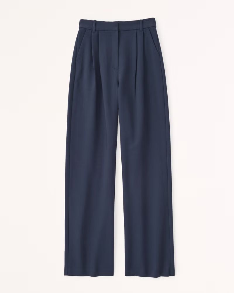 Abercrombie & Fitch Women's Curve Love A&F Sloane Tailored Pant in Navy - Size 28 SHORT | Abercrombie & Fitch (US)