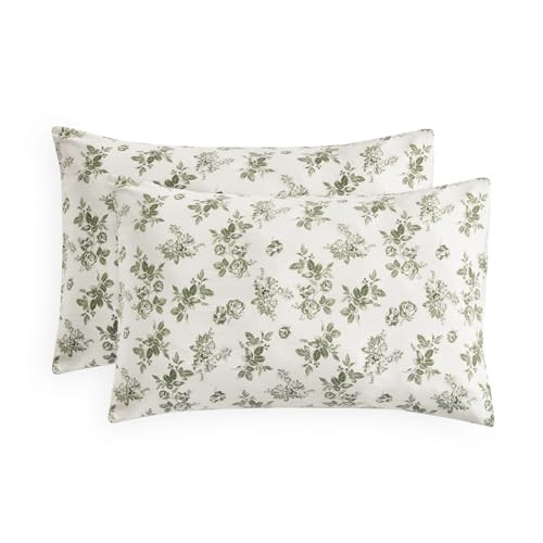 Wake In Cloud - Cottagecore Pillow Cases, Floral Shabby Chic Vintage Flower Shabby Chic Coquette Aesthetic, Set of 2 Soft Pillowcases Pillow Shams Covers, Sage Green, Standard Size 20x26 Inches | Amazon (US)