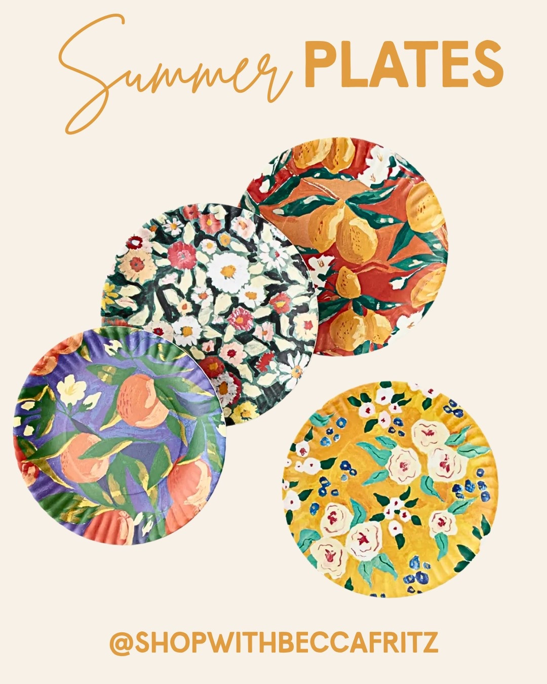 These plates are TOO cute to handle 😍 Perfect for patio hangs, picnics, and all your warm weather hosting! Melamine = durable + dishwasher safe 🙌 #BeccaFritzFinds #FruitstandDecor

#LTKHome #LTKSummerEdit #LTKFindsUnder50
