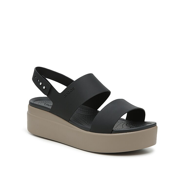 Crocs Brooklyn Low Wedge Sandal | Women's | Beige/Black | Size 11 | Sandals | DSW