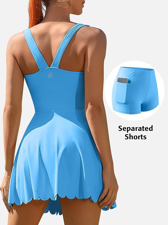 ATTRACO Women Tennis Dress with Shorts Workout Golf Skirts with Pockets Athletic Dresses | Amazon (US)