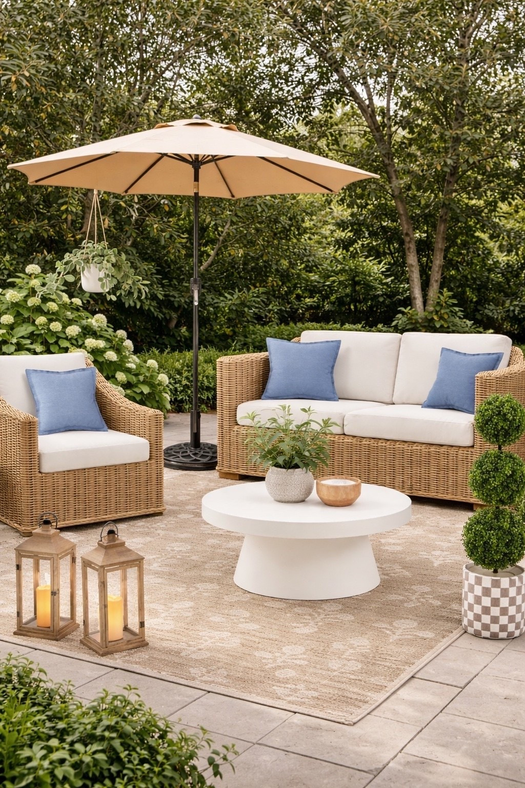 Outdoor Patio Decor & Furniture - Target, Pottery Barn, & Walmart

outdoor patio decor, wicker patio furniture, neutral patio design, outdoor seating, backyard patio ideas, cozy patio setup, blue outdoor pillows, patio umbrella, outdoor rug, coffee table decor, lantern decor, potted plants, outdoor greenery, modern patio decor, coastal patio style, summer patio ideas, sunroom, Summer home decor, balcony decor ideas, beach house decor

#LTKHome #LTKSeasonal