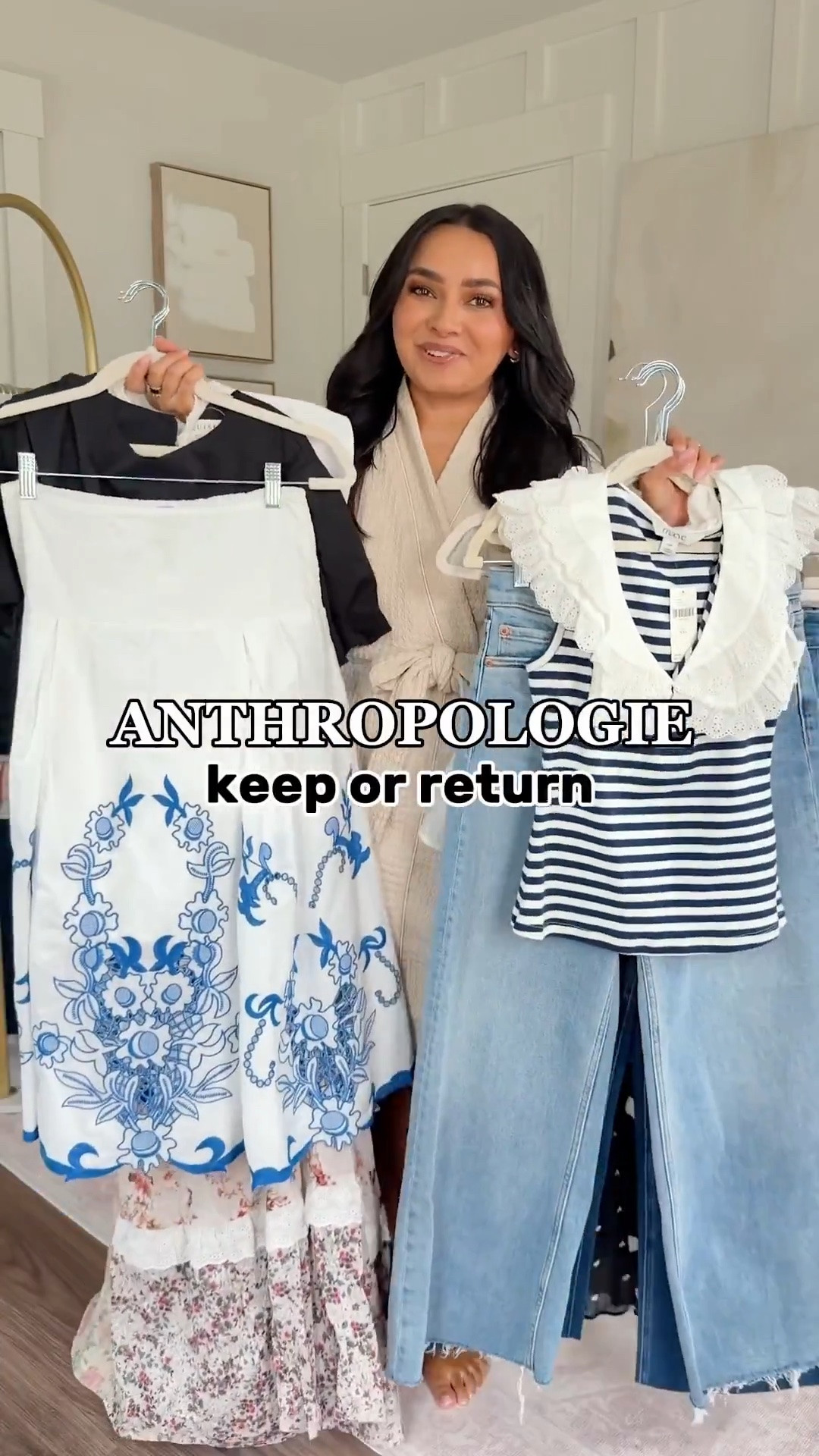 Use code ANTHRO20 for 20% off $100+!! 
For reference: I’m 5’0, petite, 32b bra size, and 2/26 in bottoms, pear shaped. 
*Everything I share is unaltered! TTS means true to size. Between size 5-6.5 in shoes

Navy stripe tank size xxs TTS
High rise cropped jeans in color Bistro size 26 regular TTS
Clear sandals size 5.5 TTS

White tank size xxs TTS
Cropped wide leg jeans in color Venetian Breeze size 26 regular TTS
Clear sandals size 5.5 TTS

White button down size xxs TTS
Polka dot maxi skirt size xs regular TTS
Gold sandals size 5 TTS

Blue embroidered top size xxs TTS
Blue embroidered skirt size xs petite TTS
Clear heels size 5 TTS


Floral maxi dress size xxs petite TTS
Clear heels size 5 TTS


Black dress size xs petite TTS
Clear heels size 5 TTS

Floral collard dress size xs TTS
Clear heels size 5 TTS

Summer outfits
date night outfits
summer dresses 
vacation outfits beach

#LTKPetite #LTKootd #LTKgrwm