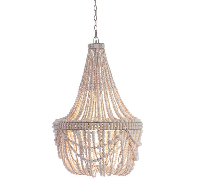 Francesca Wood Beaded Chandelier, 23" Diameter | Pottery Barn (US)