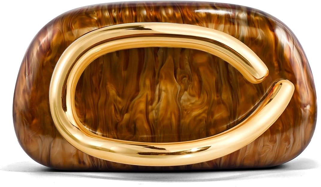 Clutch Purses for Women Formal, PU Leather/Marble Acrylic Evening Bags with Chain, Trendy Metal H... | Amazon (US)