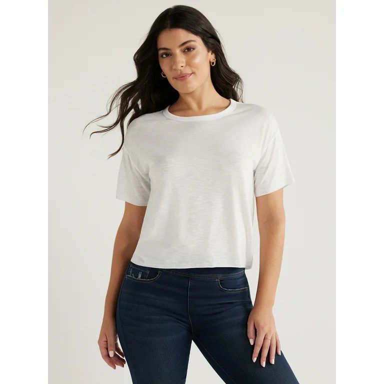 Sofia Jeans Women's Boxy Tee with Short Sleeves, Sizes XS-3XL | Walmart (US)
