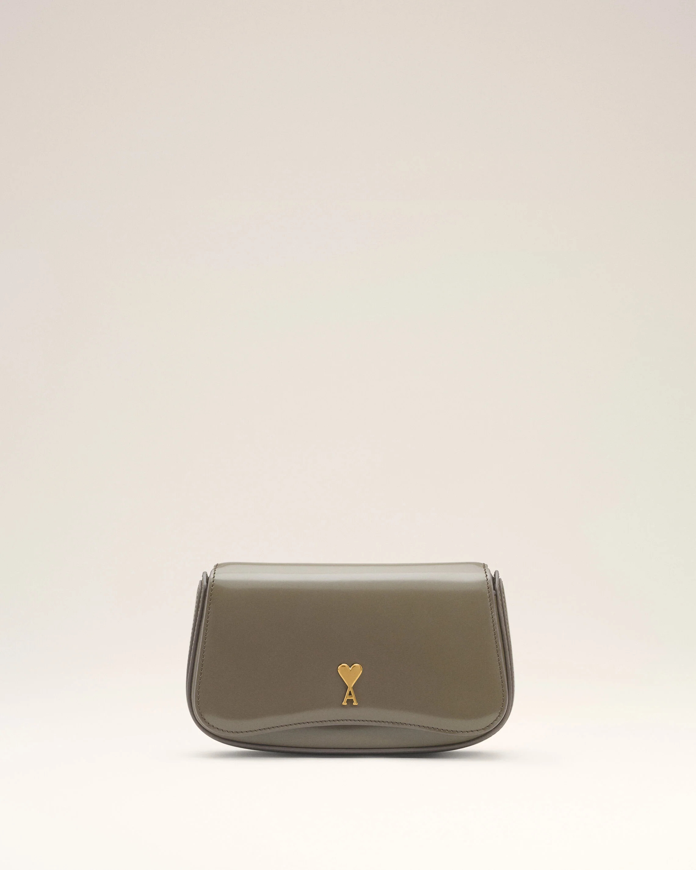 0516-CARBON Grey Glazed Leather Small Crossbody Paris Paris Bag | AMI PARIS | AMI Paris FR