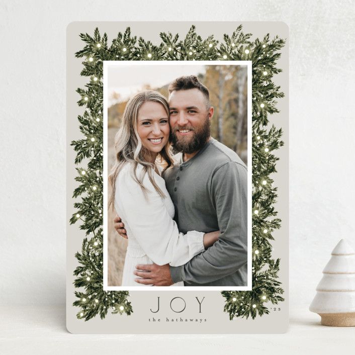 "Fir Forest" - Customizable Christmas Photo Cards in Green by Gwen Bedat. | Minted