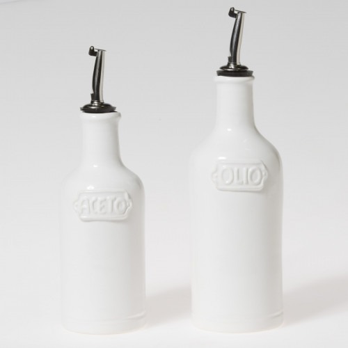 Vietri Fresh White Oil and Vinegar Set 7"-8"H, 12-16 oz | Gracious Style