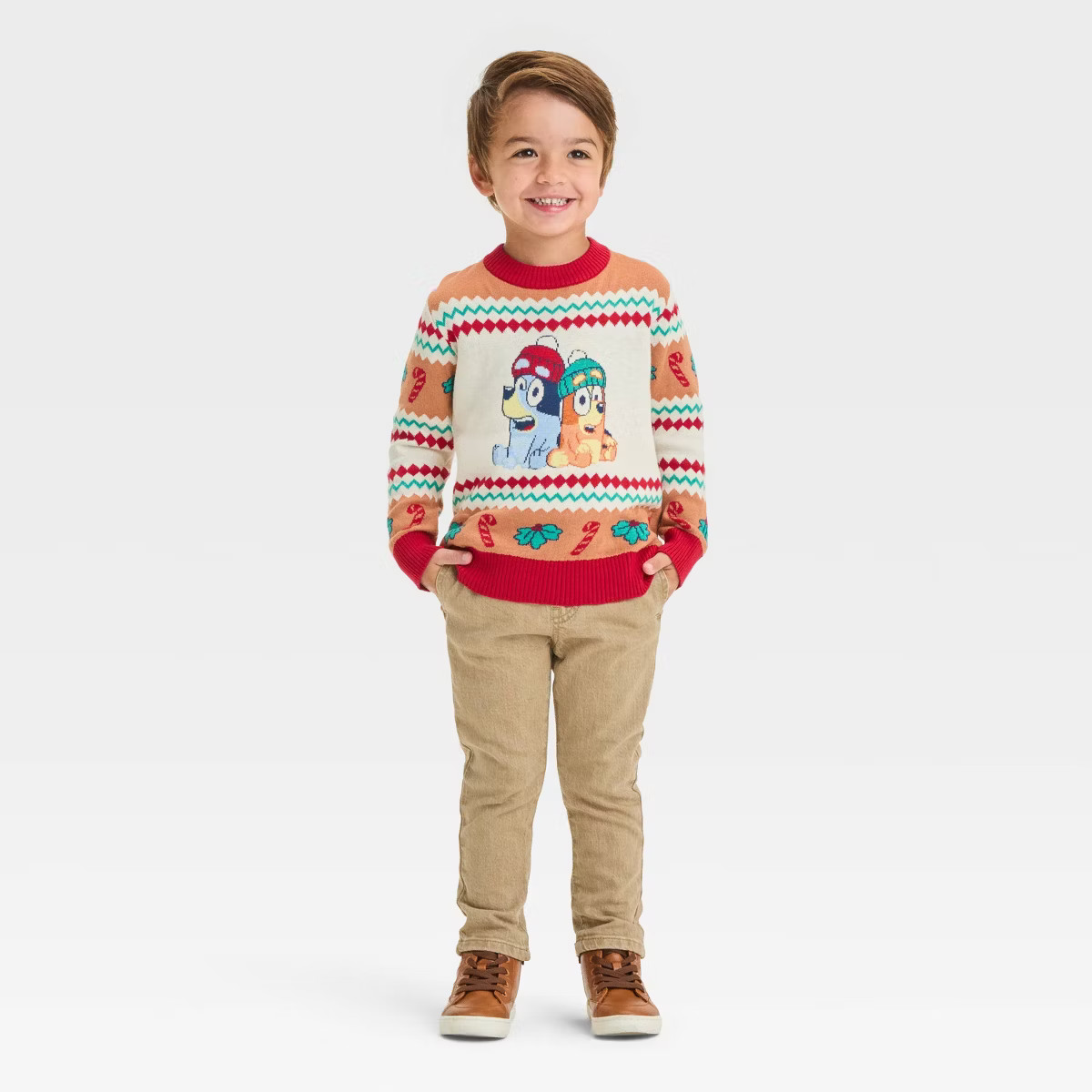 Toddler Boys' Bluey Bingo Christmas Sweater - Ivory | Target