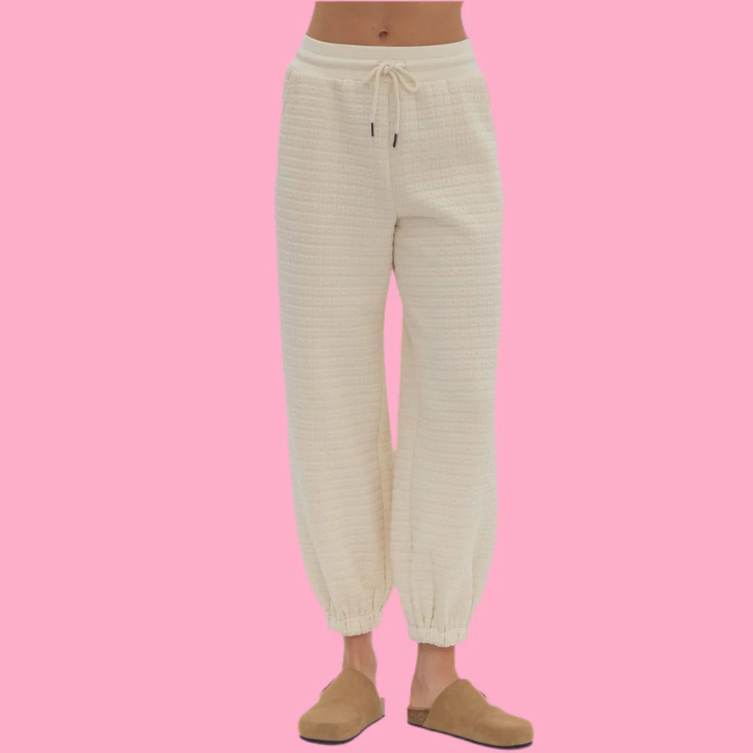 Textured high waisted joggers | Teggy French