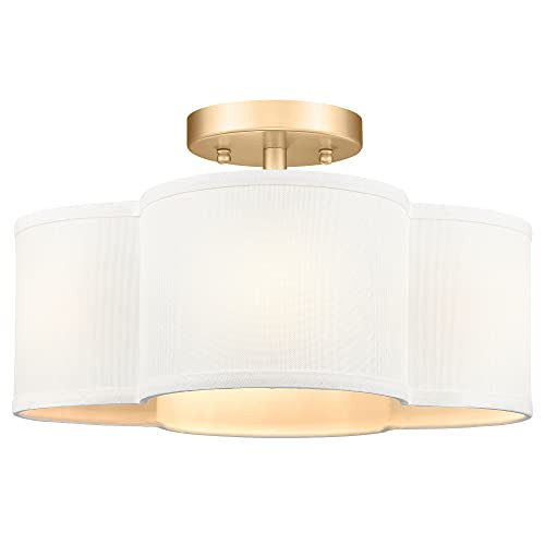 Gold Semi Flush Mount Ceiling Lights, 14" 4-Light Ceiling Light Fixtures with Fabric Shade in Qua... | Amazon (US)