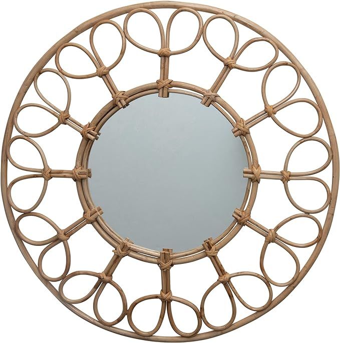 Creative Co-Op Round Cane Framed Mirror Wall Décor, Natural | Amazon (US)