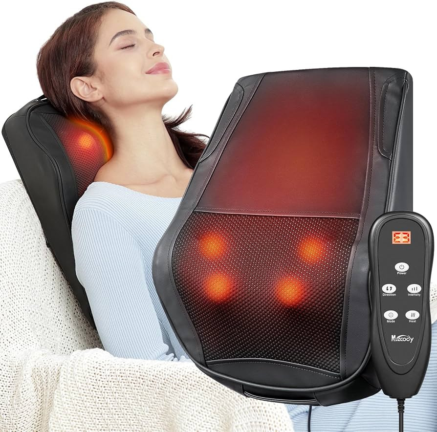 Muzcody Back Massager with Heat, Shiatsu Neck & Back Massager Pillow for Pain Relief, 3D Kneading... | Amazon (US)