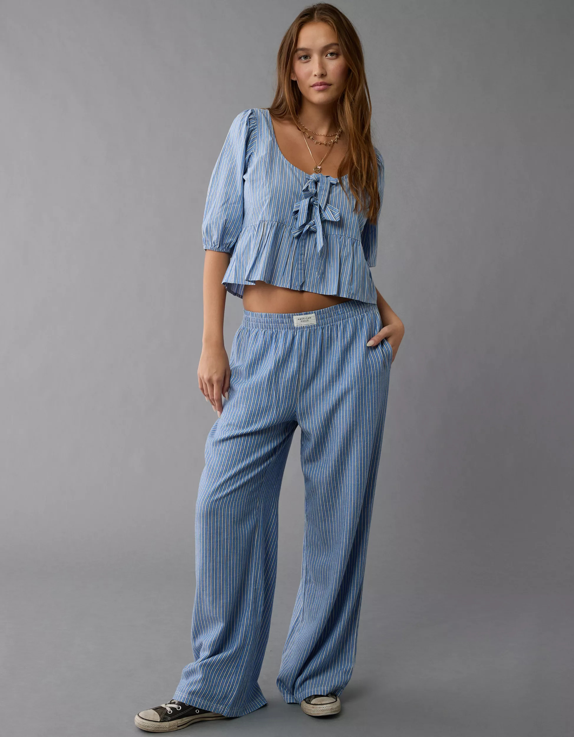 AE Puff Sleeve Tie Front Top | American Eagle Outfitters (US & CA)