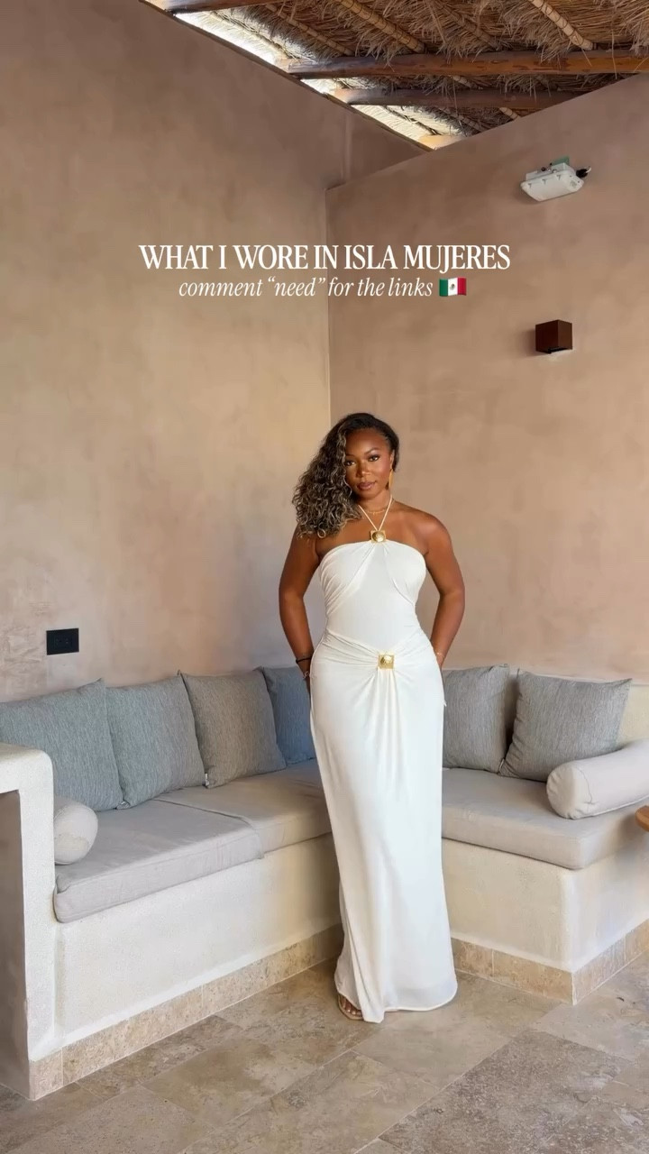 my vacay lookbook! 😍🇲🇽✨ 5’9 200 lbs wearing large in everything except the colorful maxi dress. Wearing a XL 😍 and the yellow and white romper wearing a medium!!!

#LTKootd #LTKTravel #LTKTall